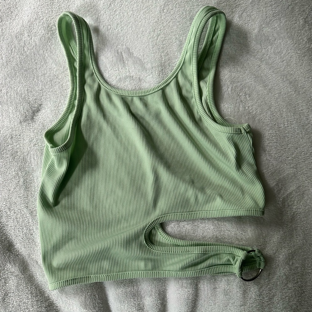 Green Ribbed Tank Top - Picture 2 of 2